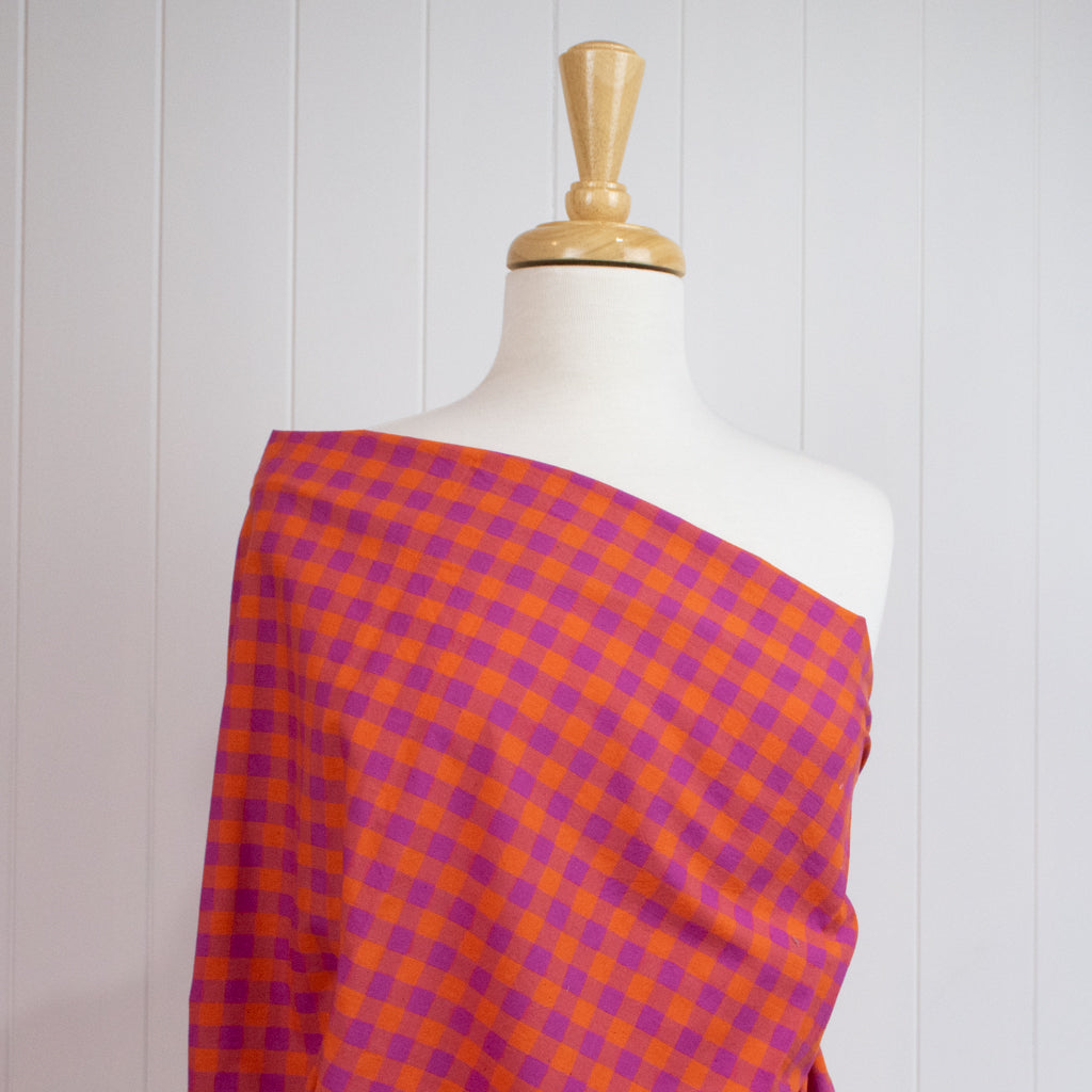 Handwoven Cotton - Pink &amp; Orange Check