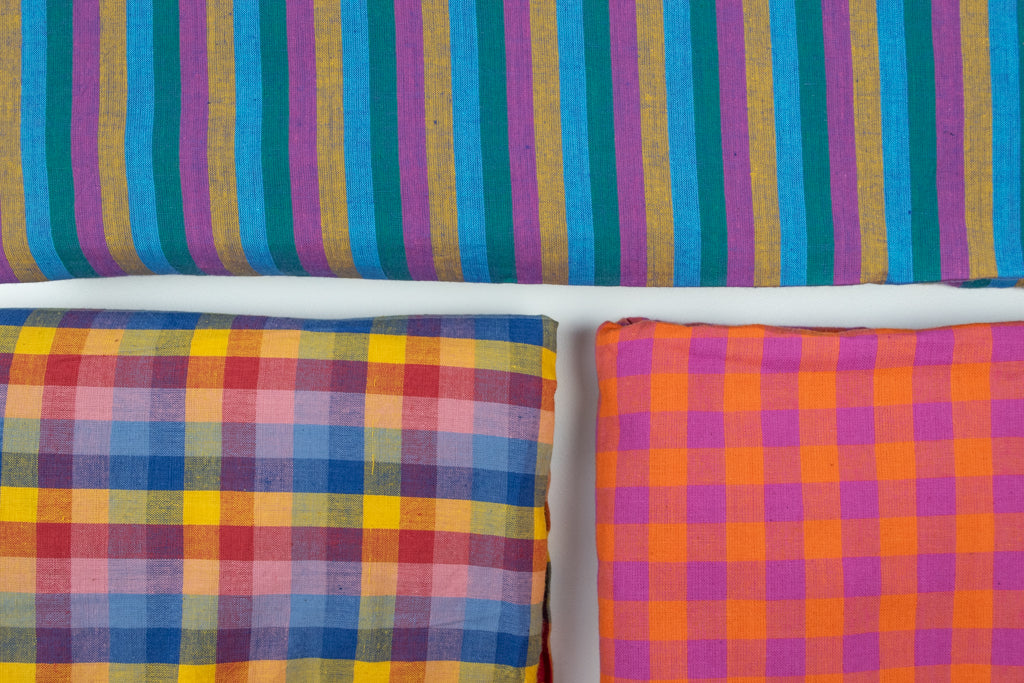 Handwoven Cotton - Pink &amp; Orange Check