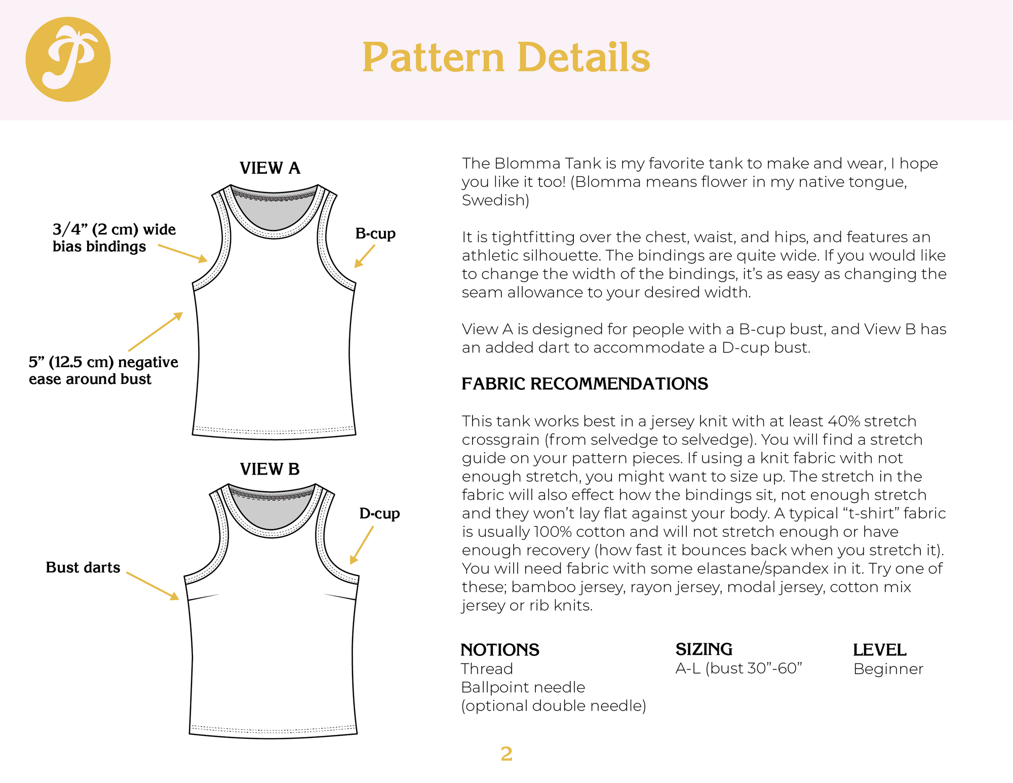 PDF Pattern - Blomma Tank | Paradise Patterns