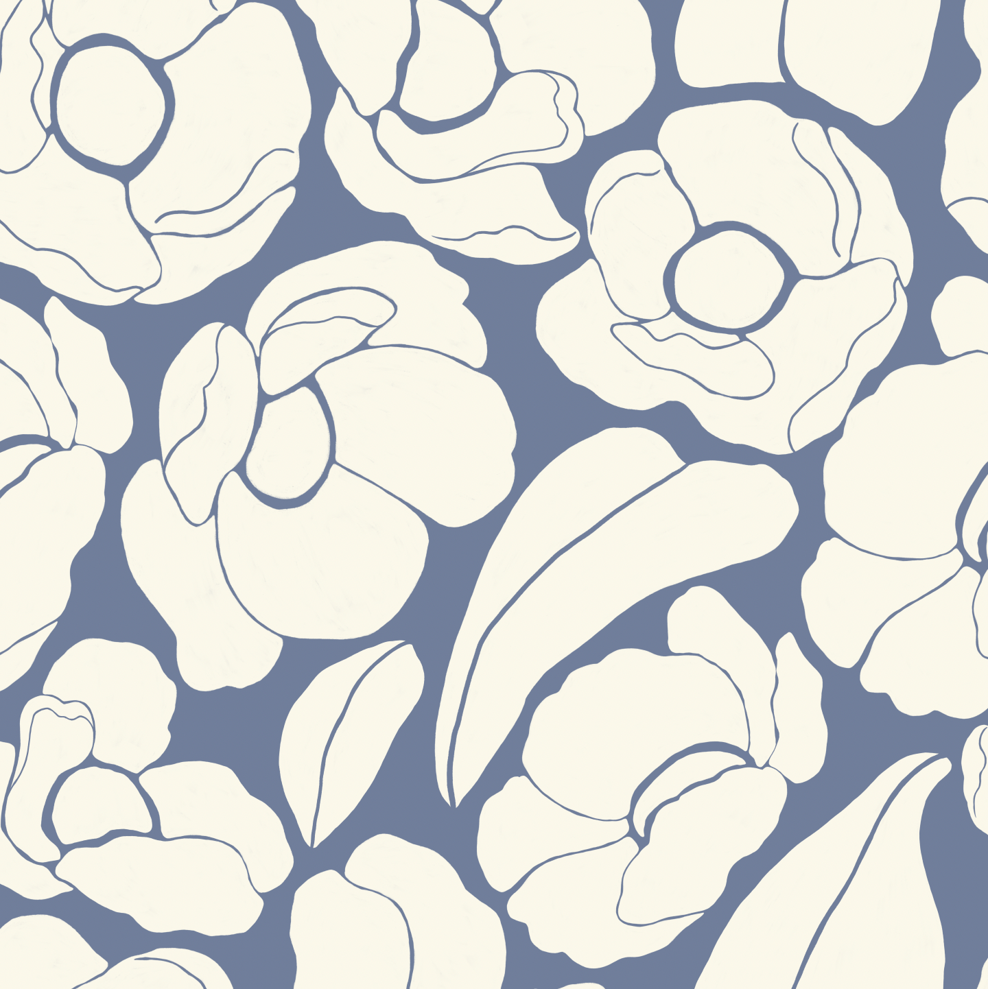 Johanna Ralph | Bold Botanica Faded Denim | Linen - 175cm piece