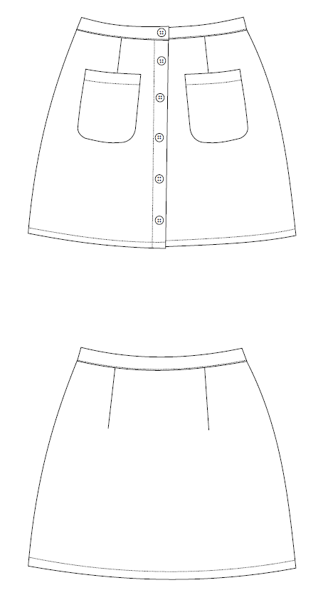 PDF Pattern Denim Button Up Skirt Anna Allen Clothing