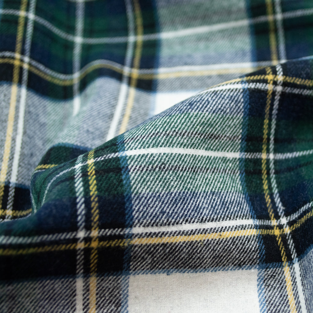 Cosy Cotton Flannel - Emerald &amp; Navy