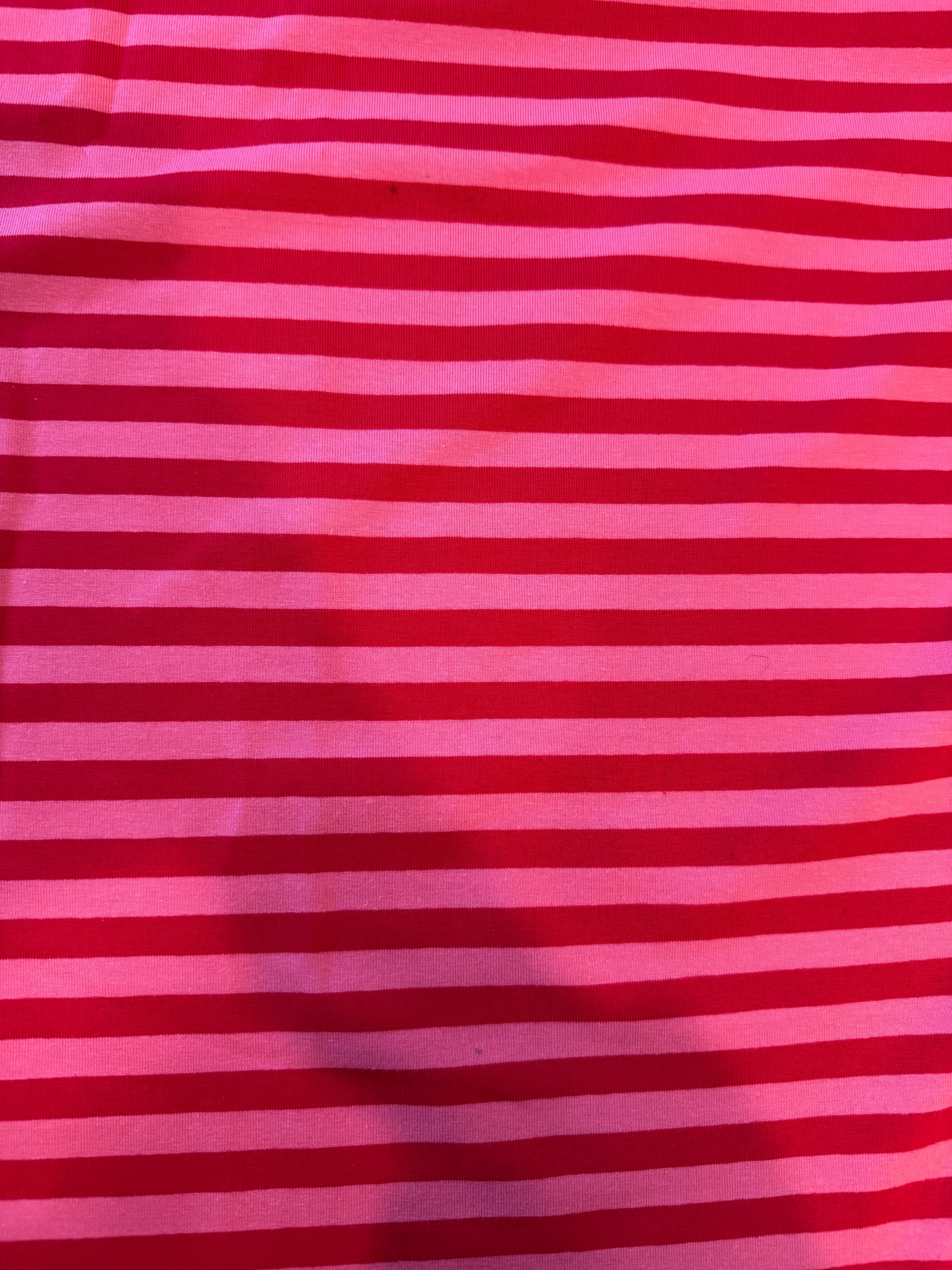 Striped Cotton Jersey - Pink &amp; Red - 81cm piece with fault