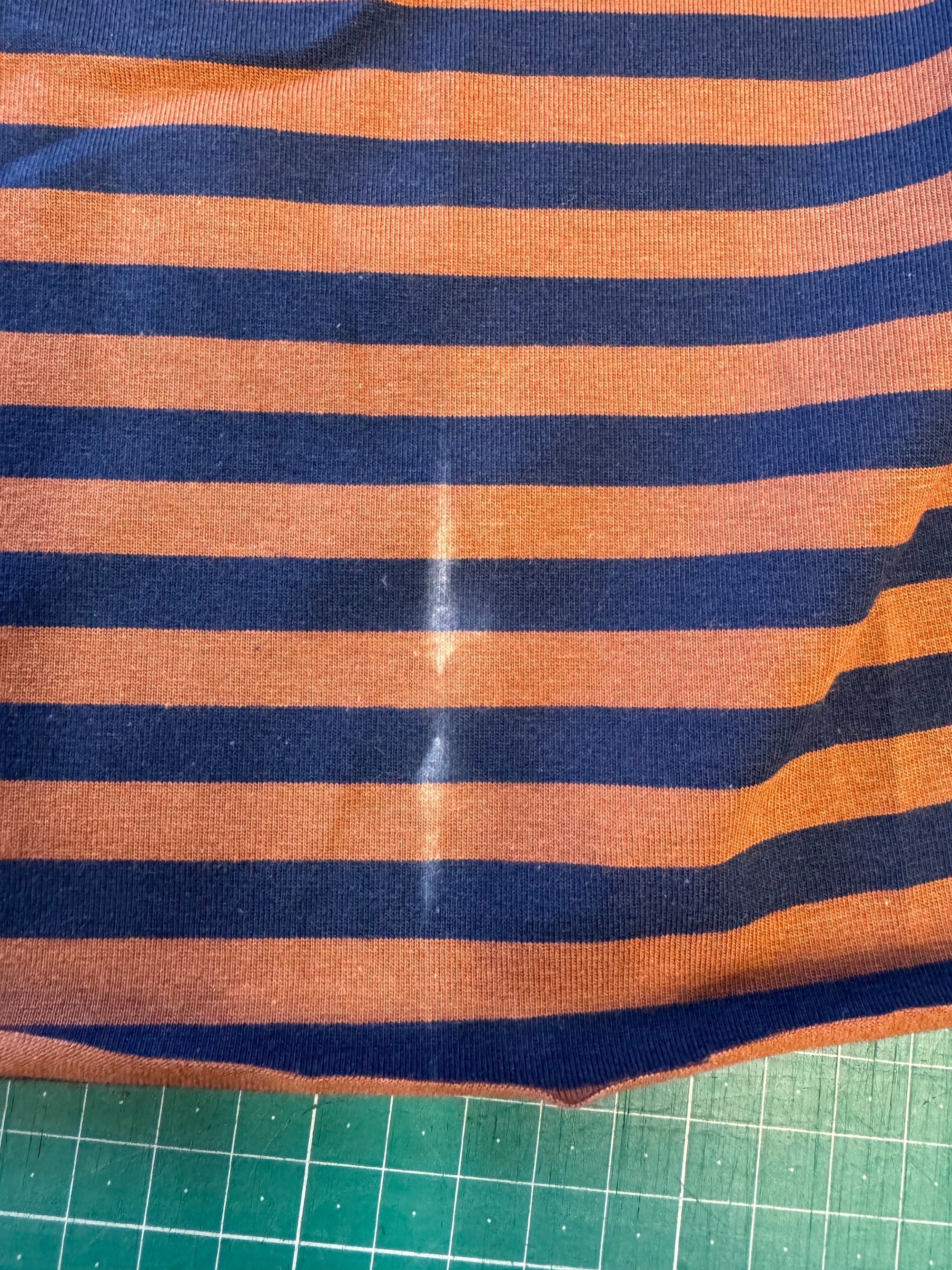 Striped Cotton Jersey - Tan &amp; Navy - 80cm piece with fault