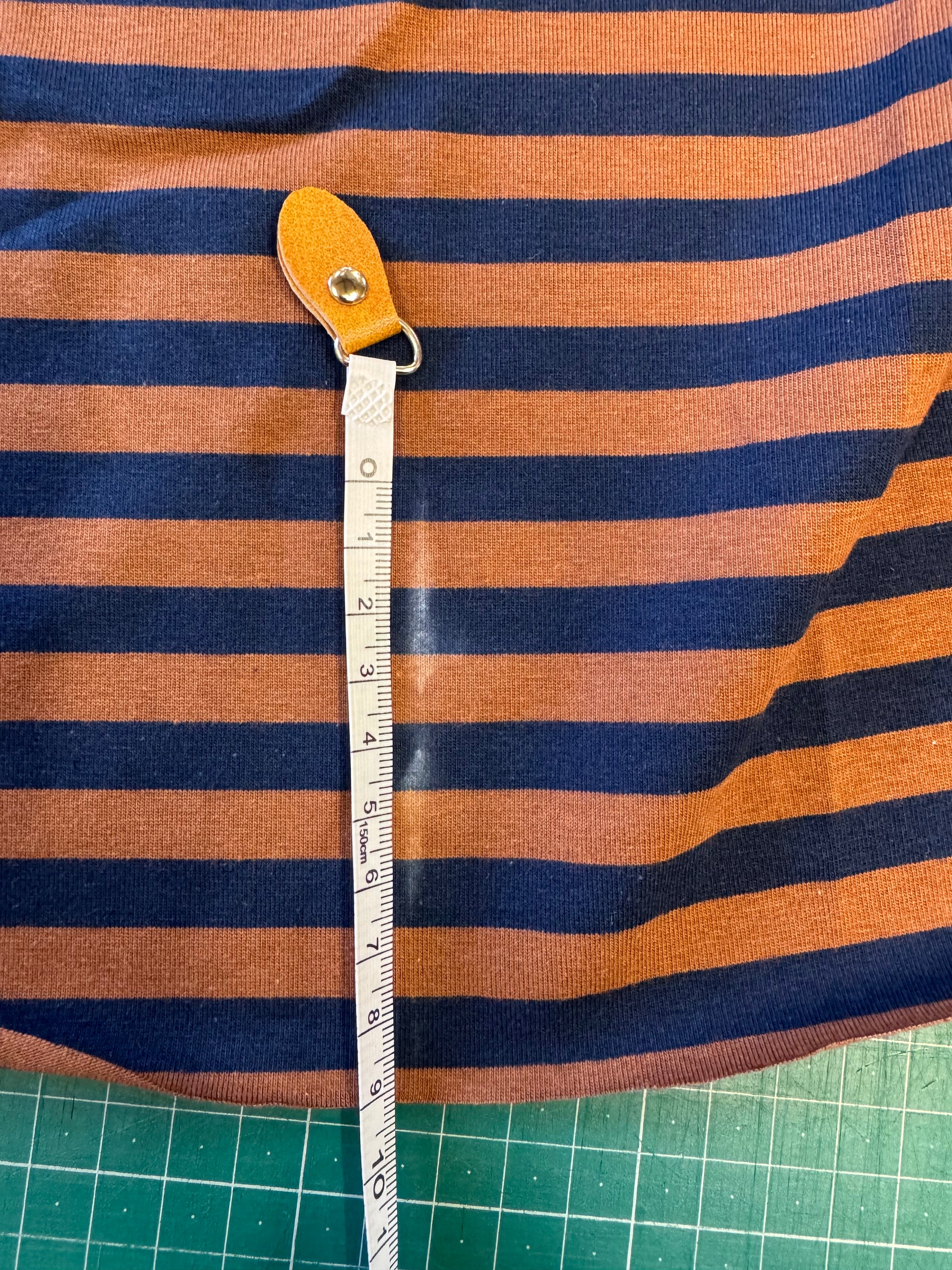 Striped Cotton Jersey - Tan &amp; Navy - 80cm piece with fault