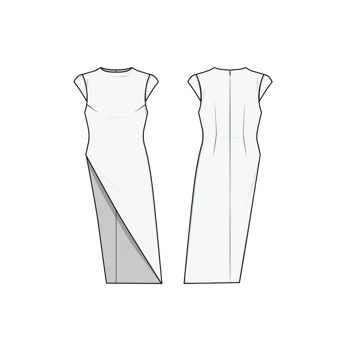 PDF Pattern - Slash Dress x Capped Sleeves | Puff and Pencil