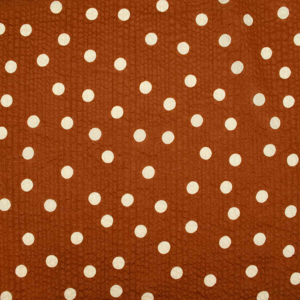 Japanese Crinkle Cotton - Dots - Rust and Sand