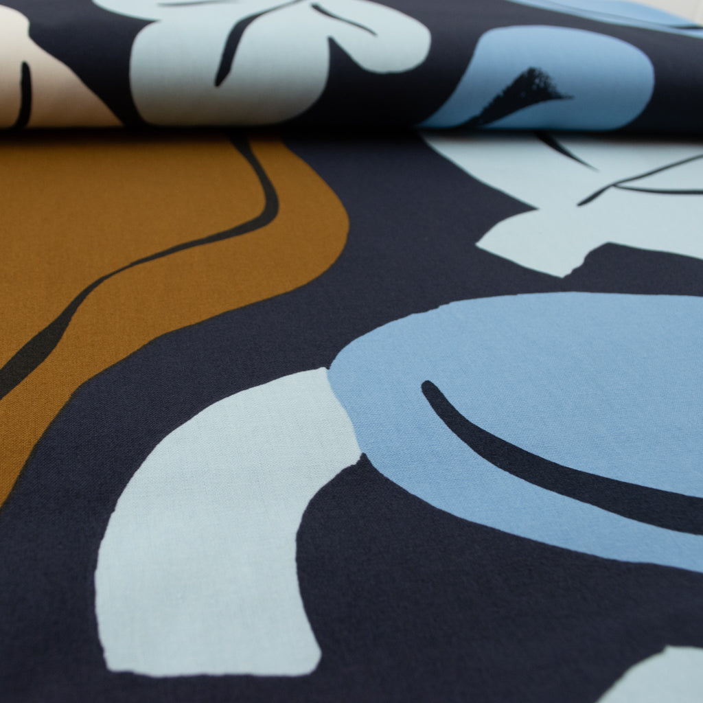Marimekko - Kukasta Kukkaan - Organic Cotton - Ink Blue