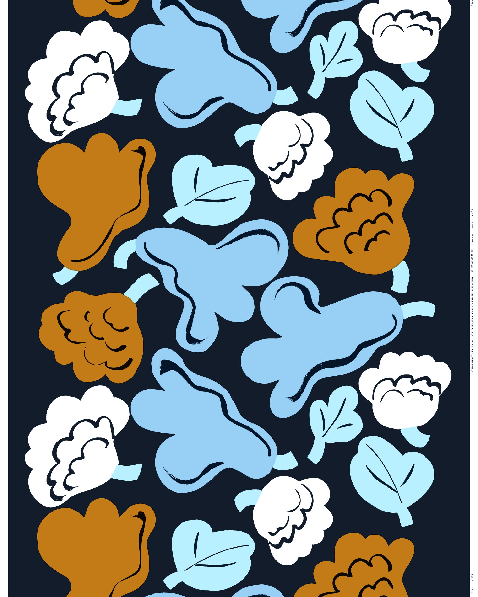 Marimekko - Kukasta Kukkaan - Organic Cotton - Ink Blue