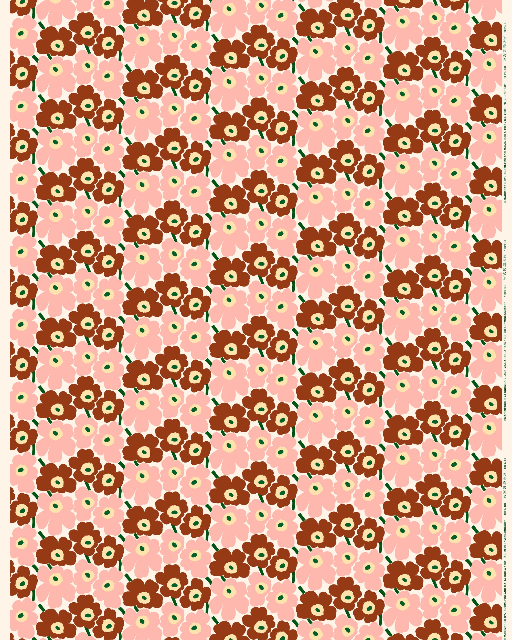 Marimekko - LIMITED EDITION - Mini Unikko - Unbleached Cotton - Pink &amp; Chestnut