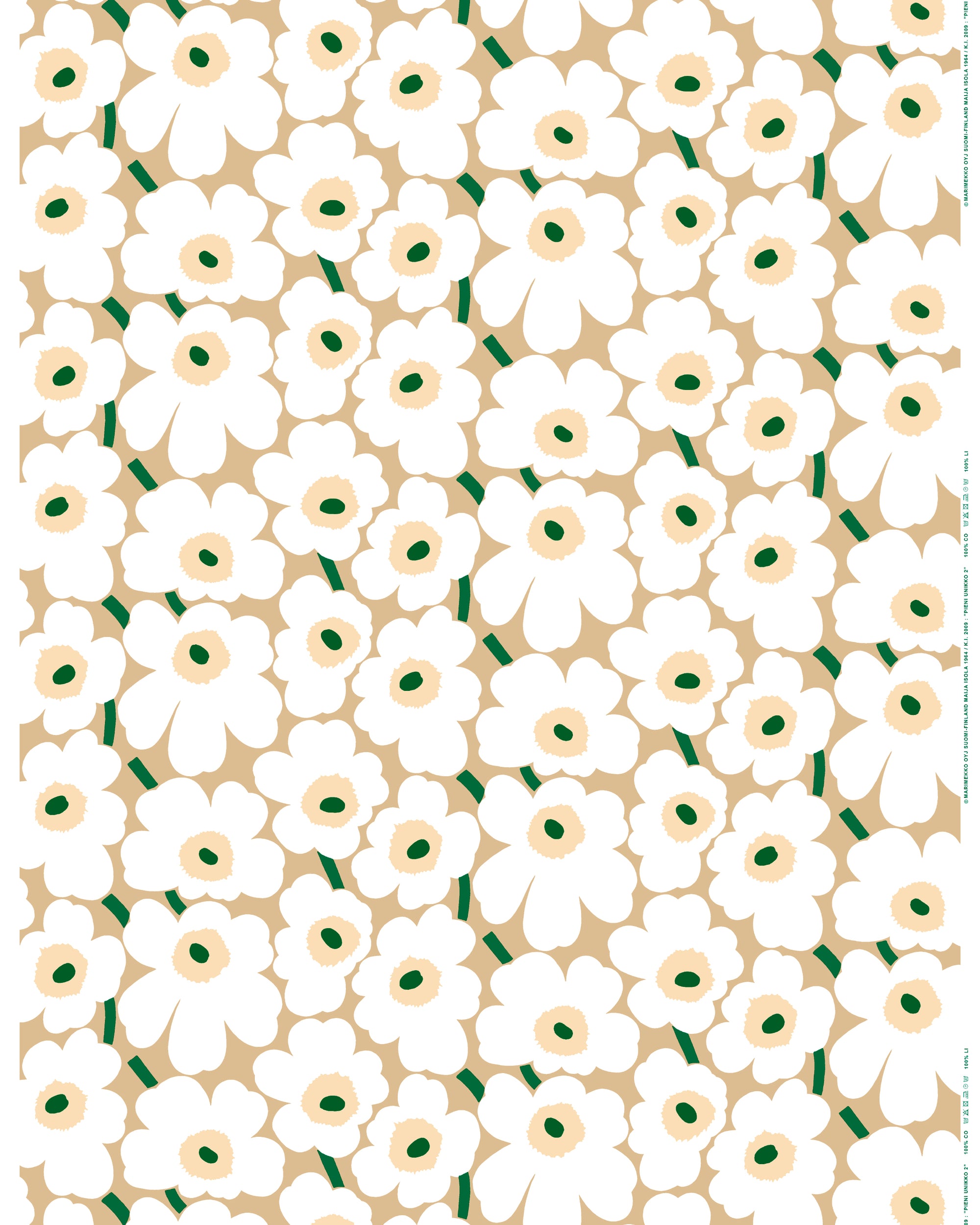 Marimekko - Pieni Unikko - Organic Cotton - Sand &amp; Emerald