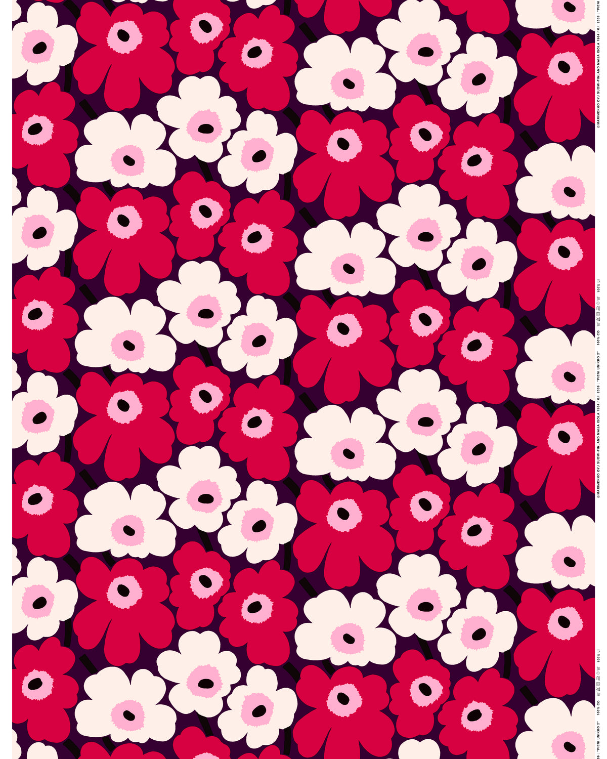 Marimekko - Pieni Unikko - Organic Cotton - Plum &amp; Cranberry