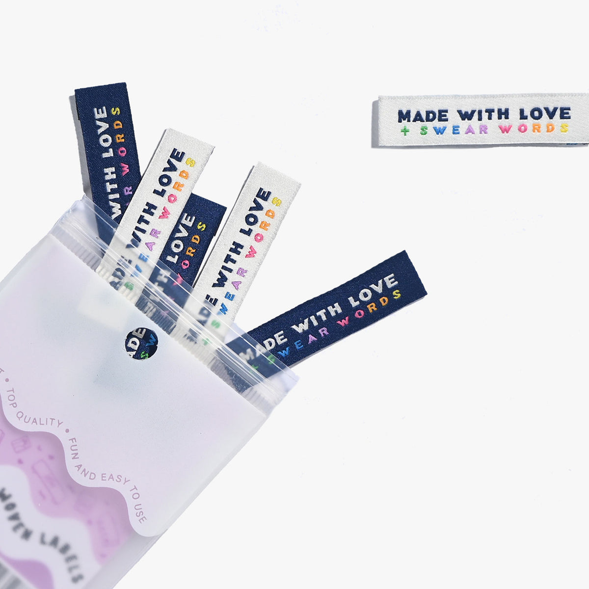 6 Woven Labels - Made with Love + Swear Words