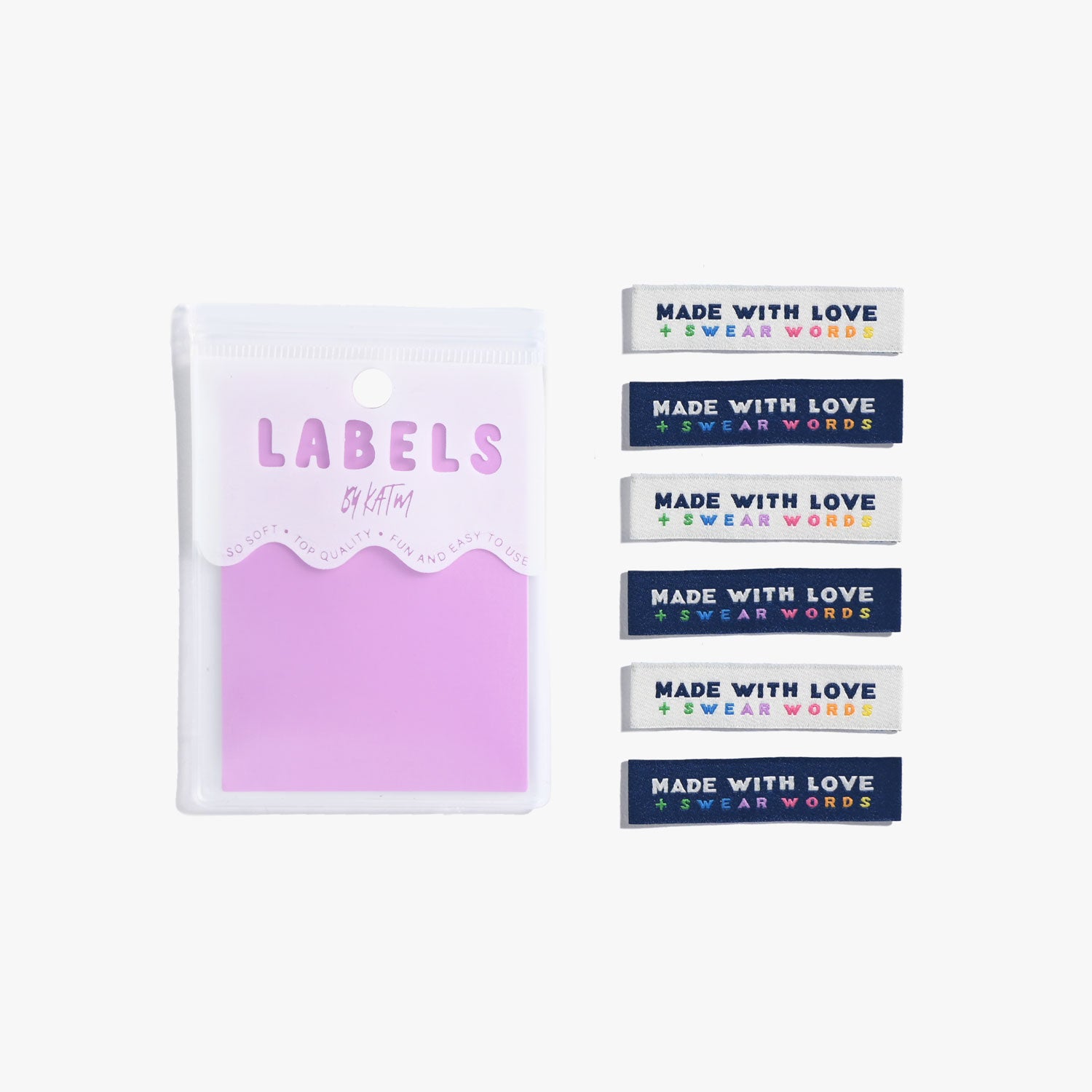6 Woven Labels - Made with Love + Swear Words