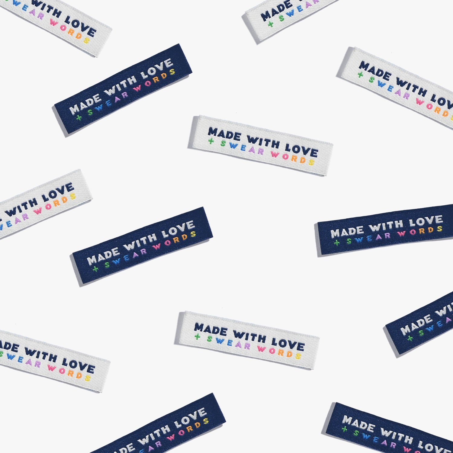 6 Woven Labels - Made with Love + Swear Words