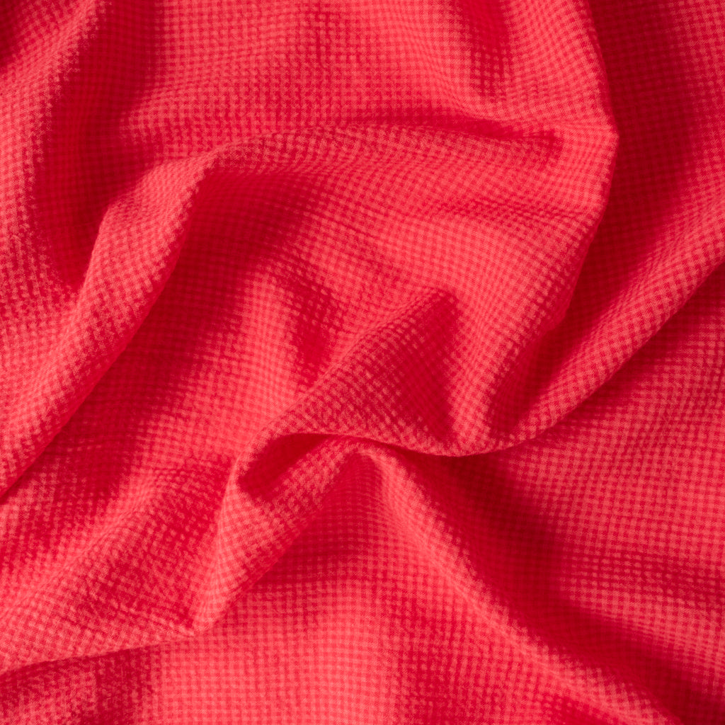 Mini Check - Fine Seersucker - Cotton Viscose - Candy Apple