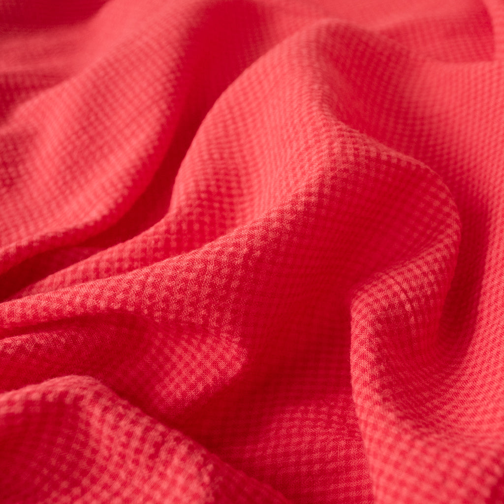 Mini Check - Fine Seersucker - Cotton Viscose - Candy Apple
