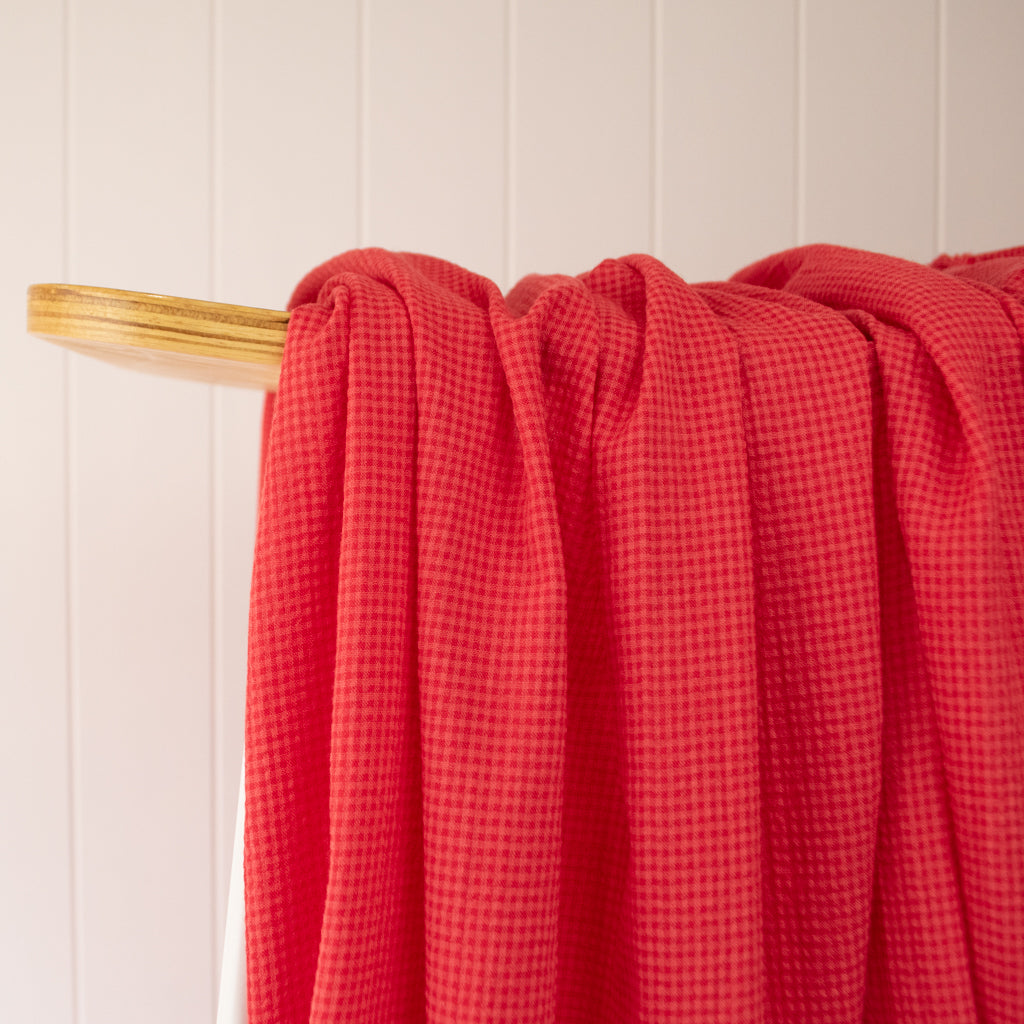 Mini Check - Fine Seersucker - Cotton Viscose - Candy Apple