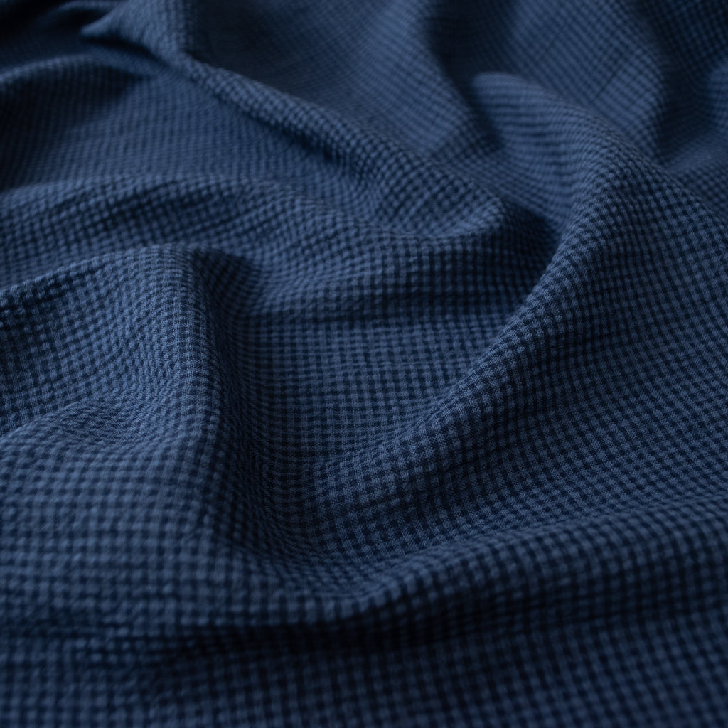 Mini Check - Fine Seersucker - Cotton Viscose - Indigo