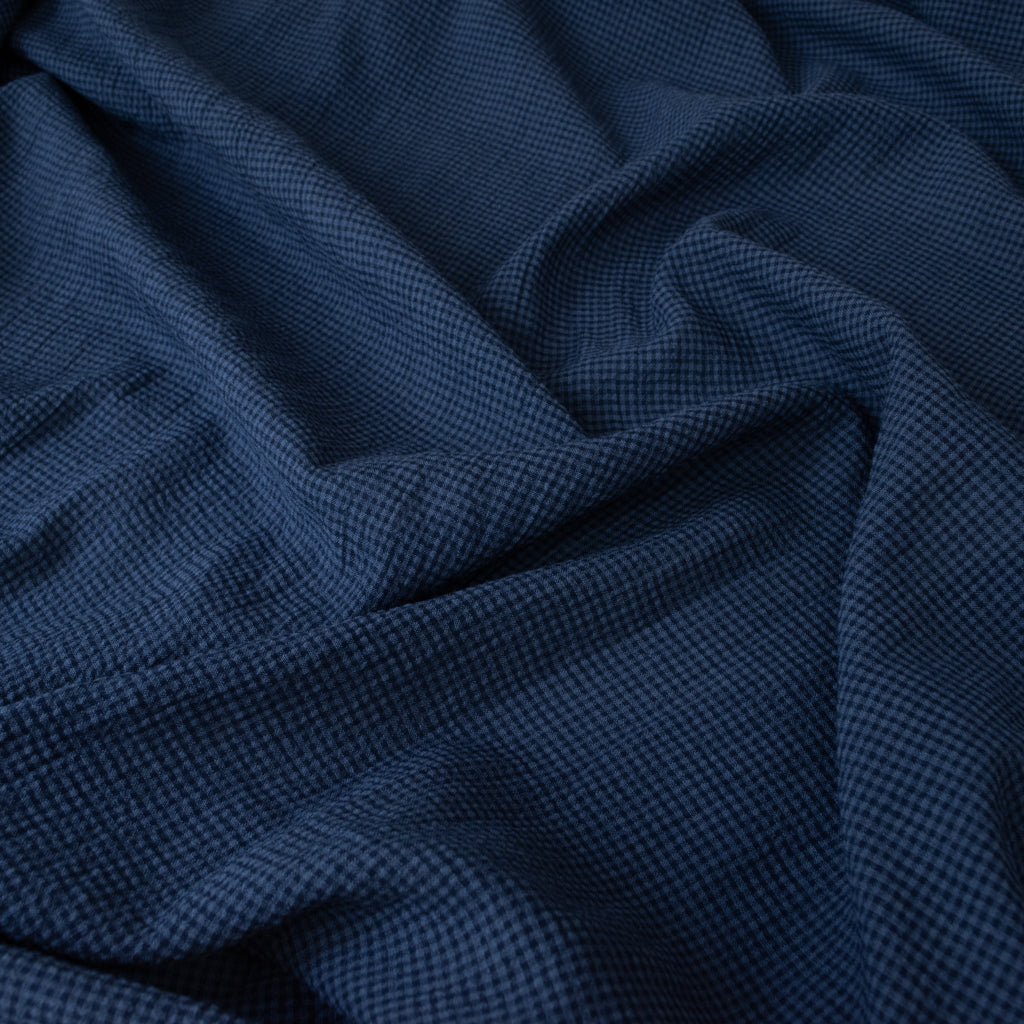 Mini Check - Fine Seersucker - Cotton Viscose - Indigo