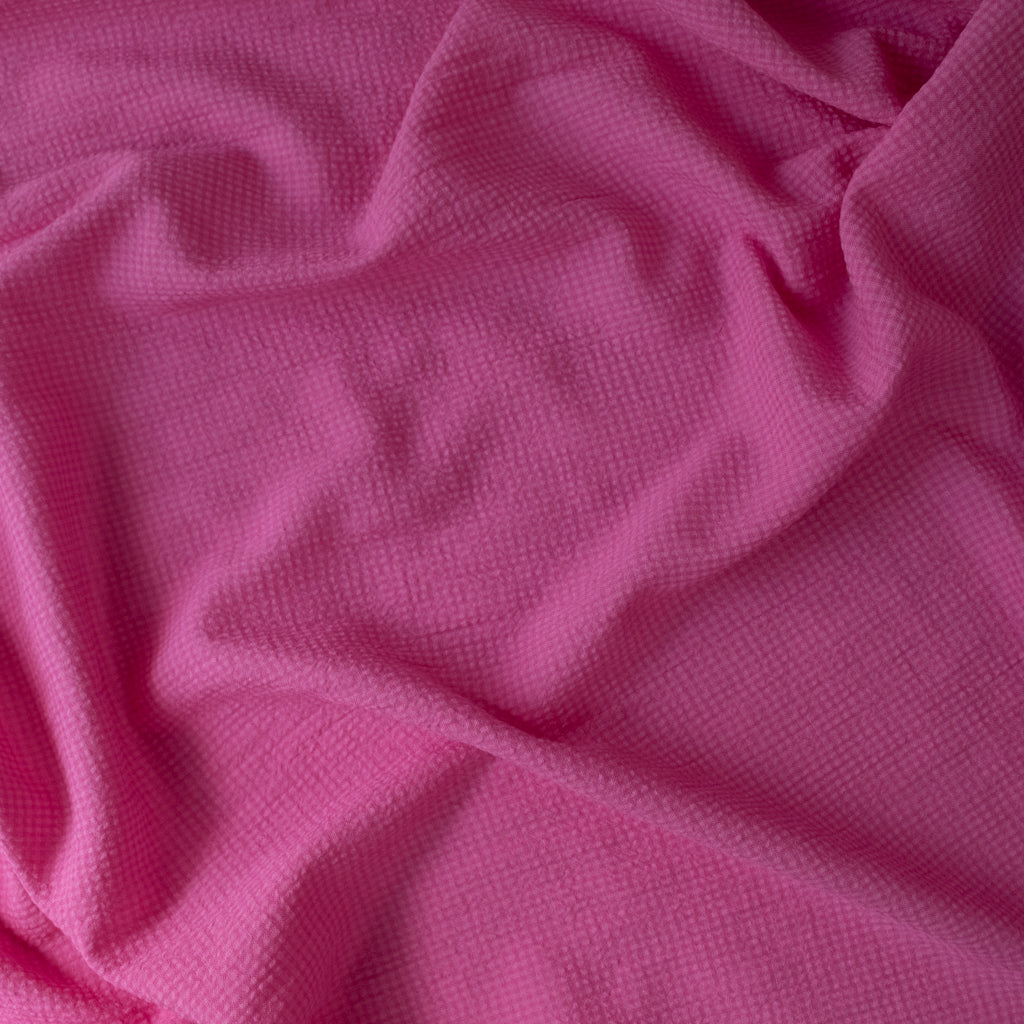 Mini Check - Fine Seersucker - Cotton Viscose - Pink Peonies