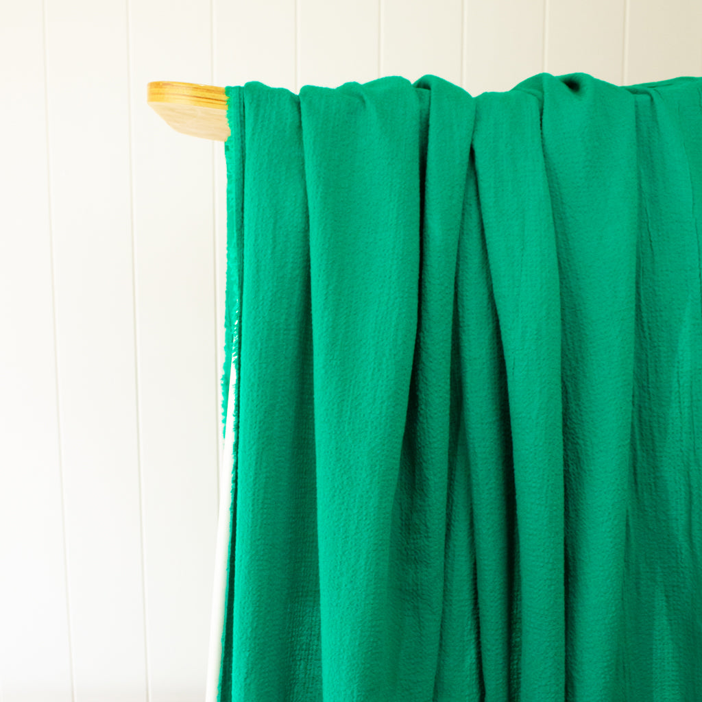 Mini Check - Fine Seersucker - Cotton Viscose - Vivid Green