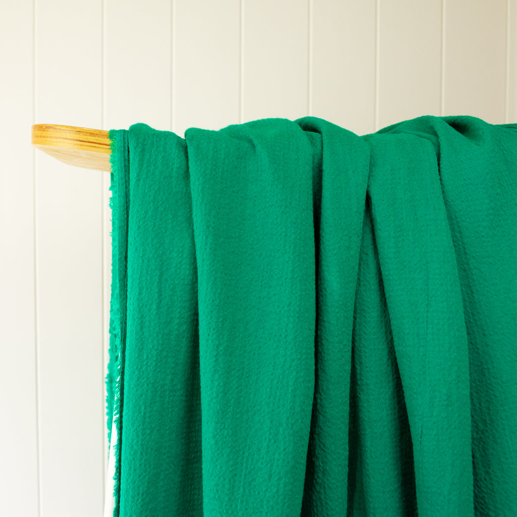 Mini Check - Fine Seersucker - Cotton Viscose - Vivid Green