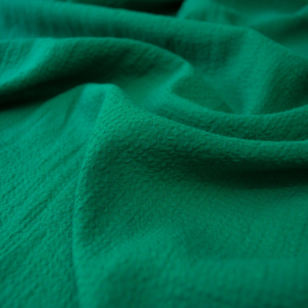 Mini Check - Fine Seersucker - Cotton Viscose - Vivid Green