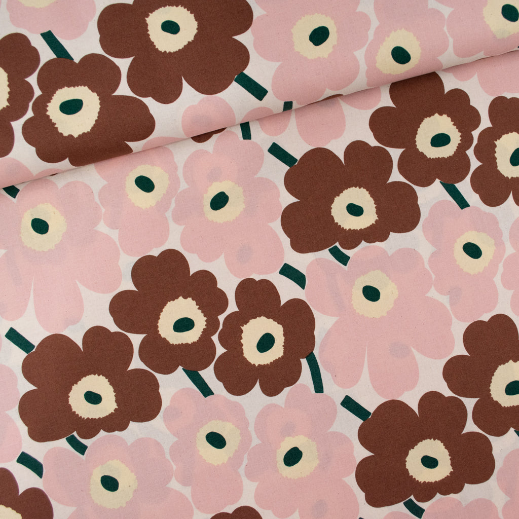 Marimekko - LIMITED EDITION - Mini Unikko - Unbleached Cotton - Pink &amp; Chestnut