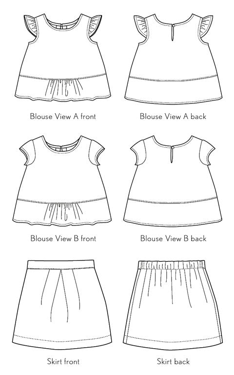 PDF Pattern - Butterfly Blouse + Skirt  | Oliver + S