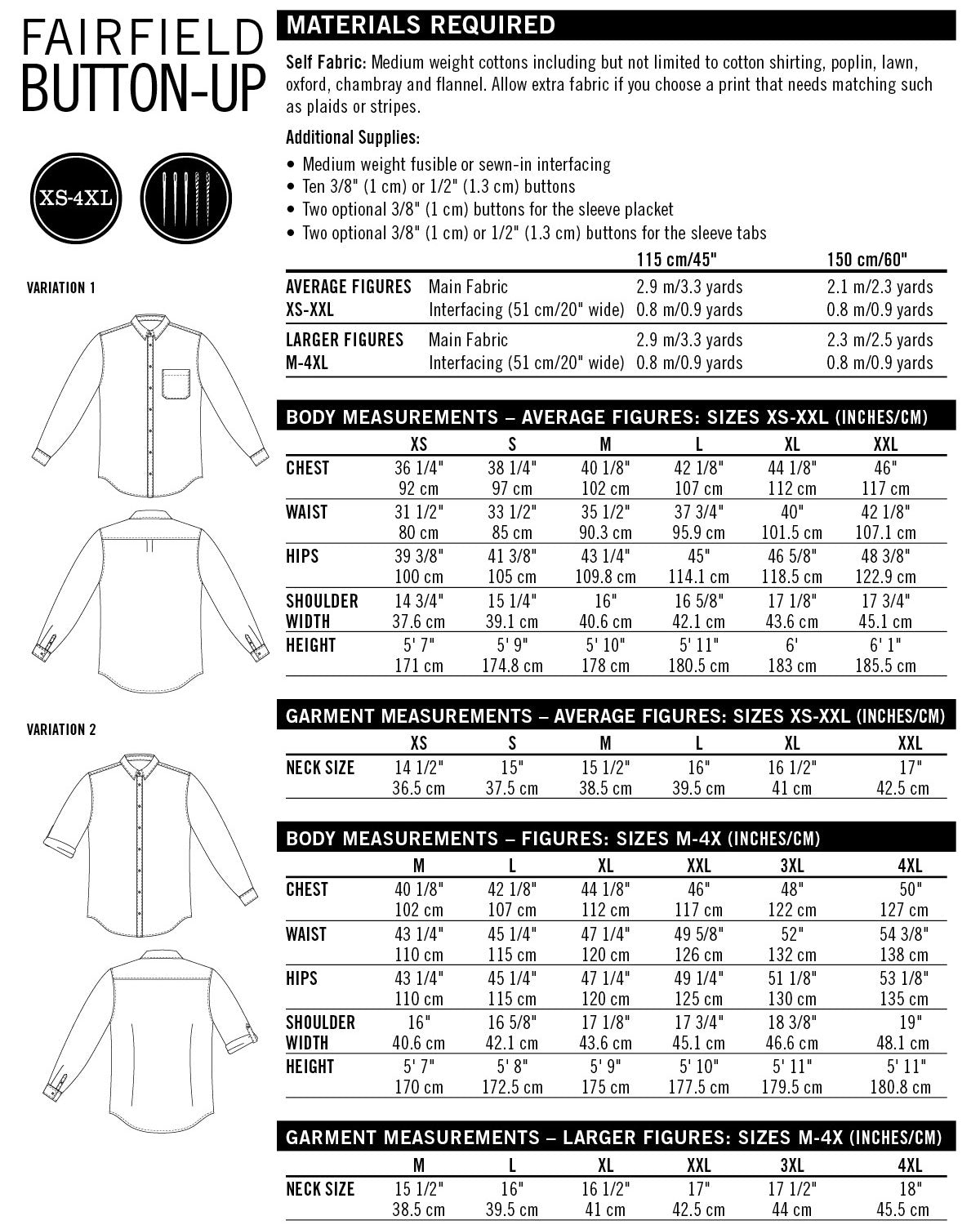PDF Pattern - Fairfield Button-up Shirt | Thread Theory