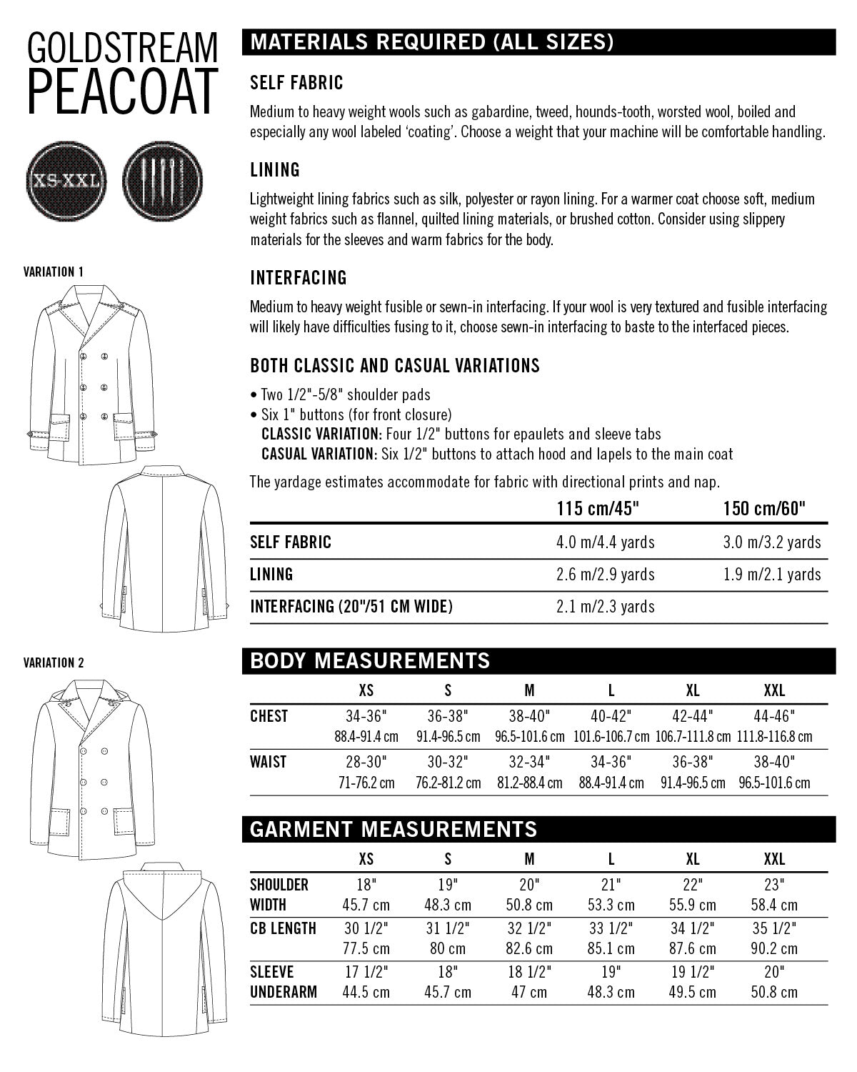 PDF Pattern - Goldstream Peacoat | Thread Theory