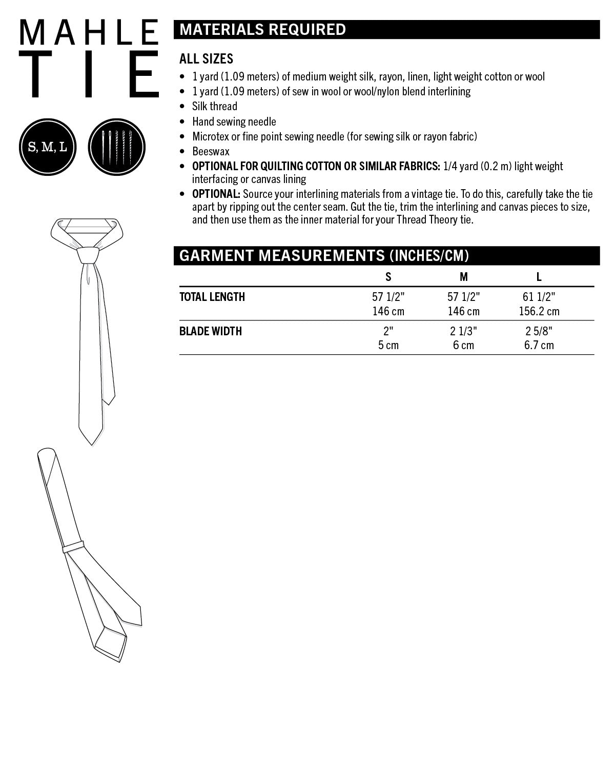 PDF Pattern - Mahle Tie | Thread Theory