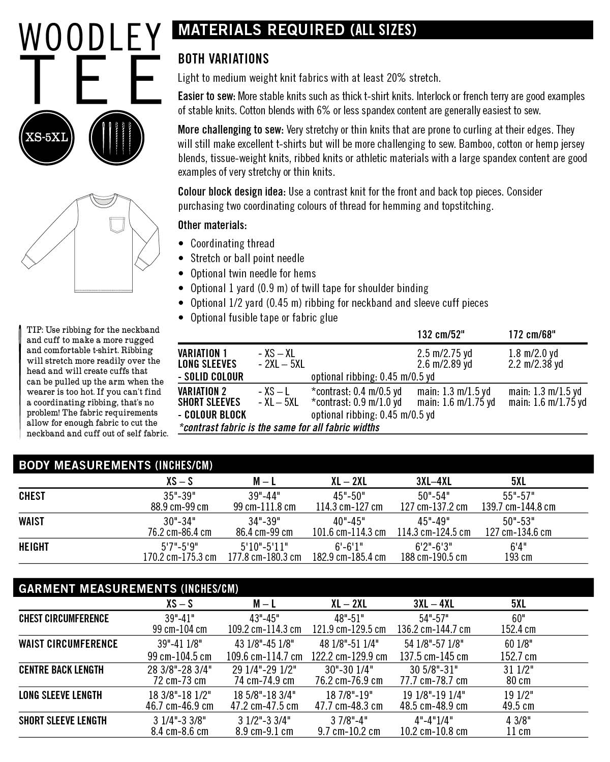 PDF Pattern - Woodley Tee - Men's Sizing | Thread Theory