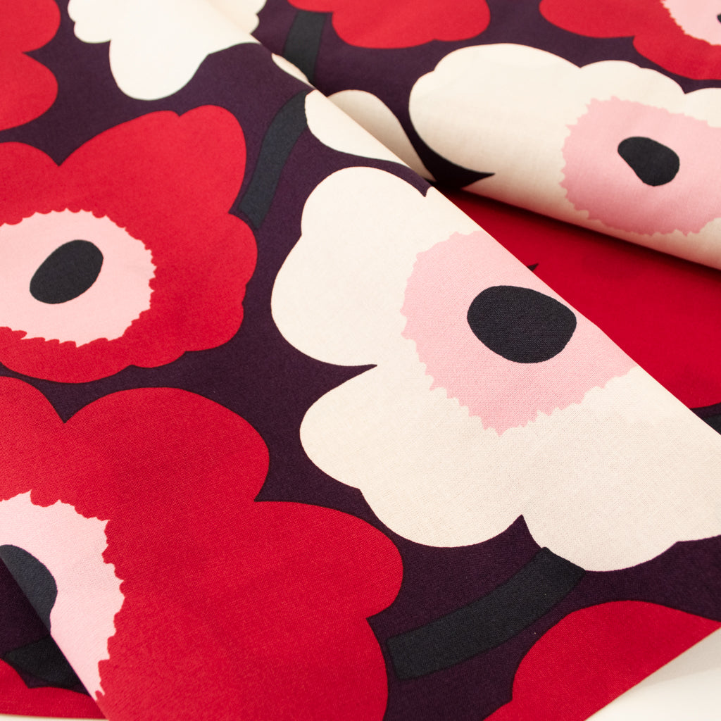 Marimekko - Pieni Unikko - Organic Cotton - Plum &amp; Cranberry