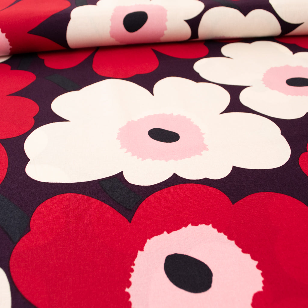 Marimekko - Pieni Unikko - Organic Cotton - Plum &amp; Cranberry