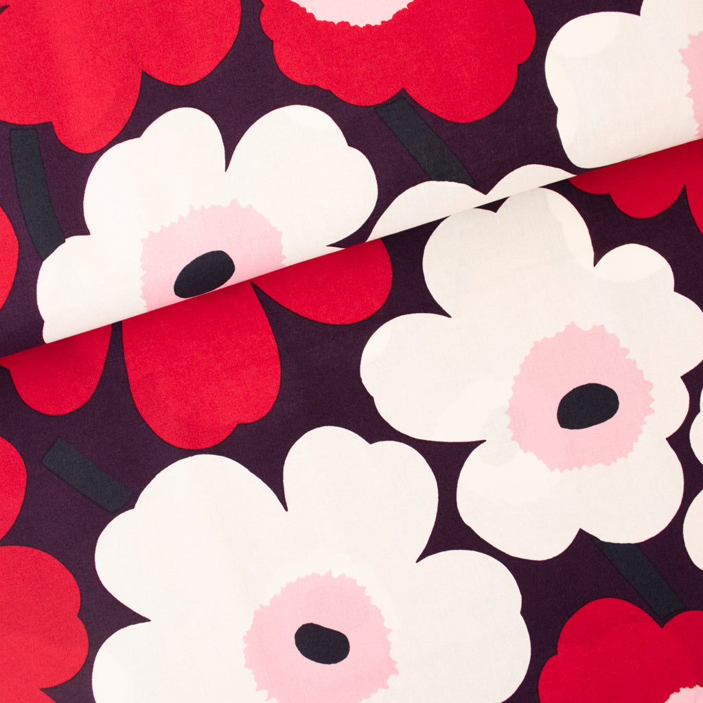 Marimekko - Pieni Unikko - Organic Cotton - Plum &amp; Cranberry