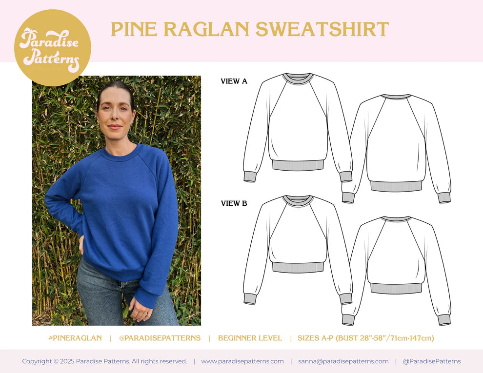Maaidesign Patterns PDF Pattern - Pine Raglan | Paradise Patterns – MaaiDesign Fabrics