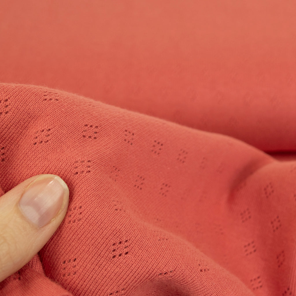 Pointelle Cotton Jersey - Coral