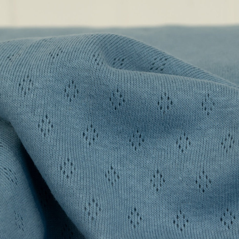 Pointelle Cotton Jersey - Dusty Blue