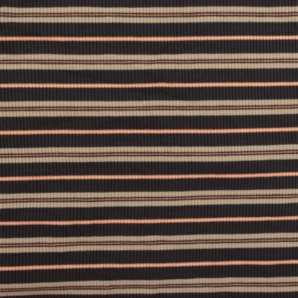 Retro Stripe Rib Rayon Jersey - Charcoal