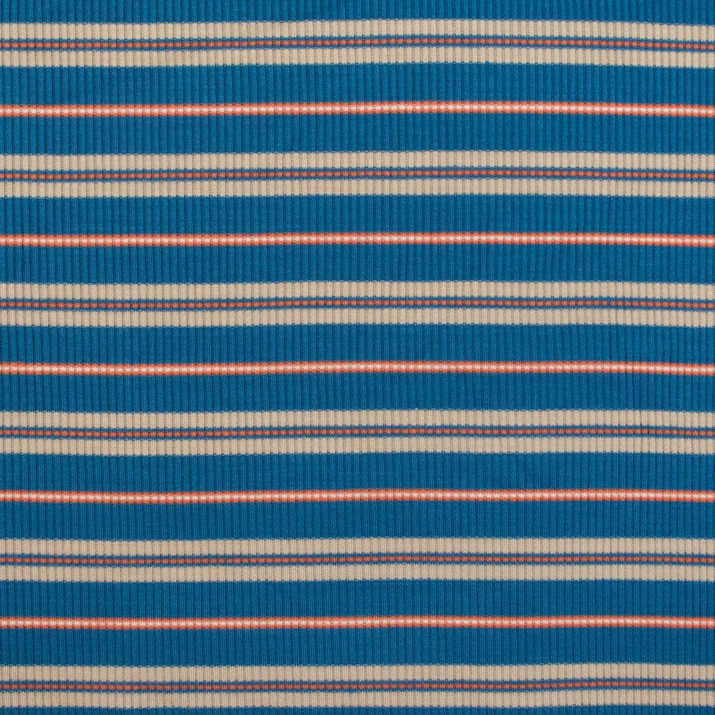 Retro Stripe Rib Rayon Jersey - Turquoise
