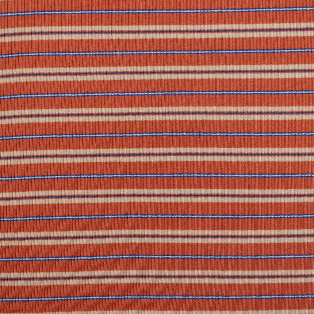 Retro Stripe Rib Rayon Jersey - Rust