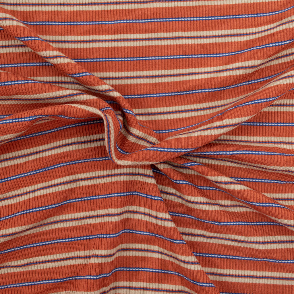 Retro Stripe Rib Rayon Jersey - Rust