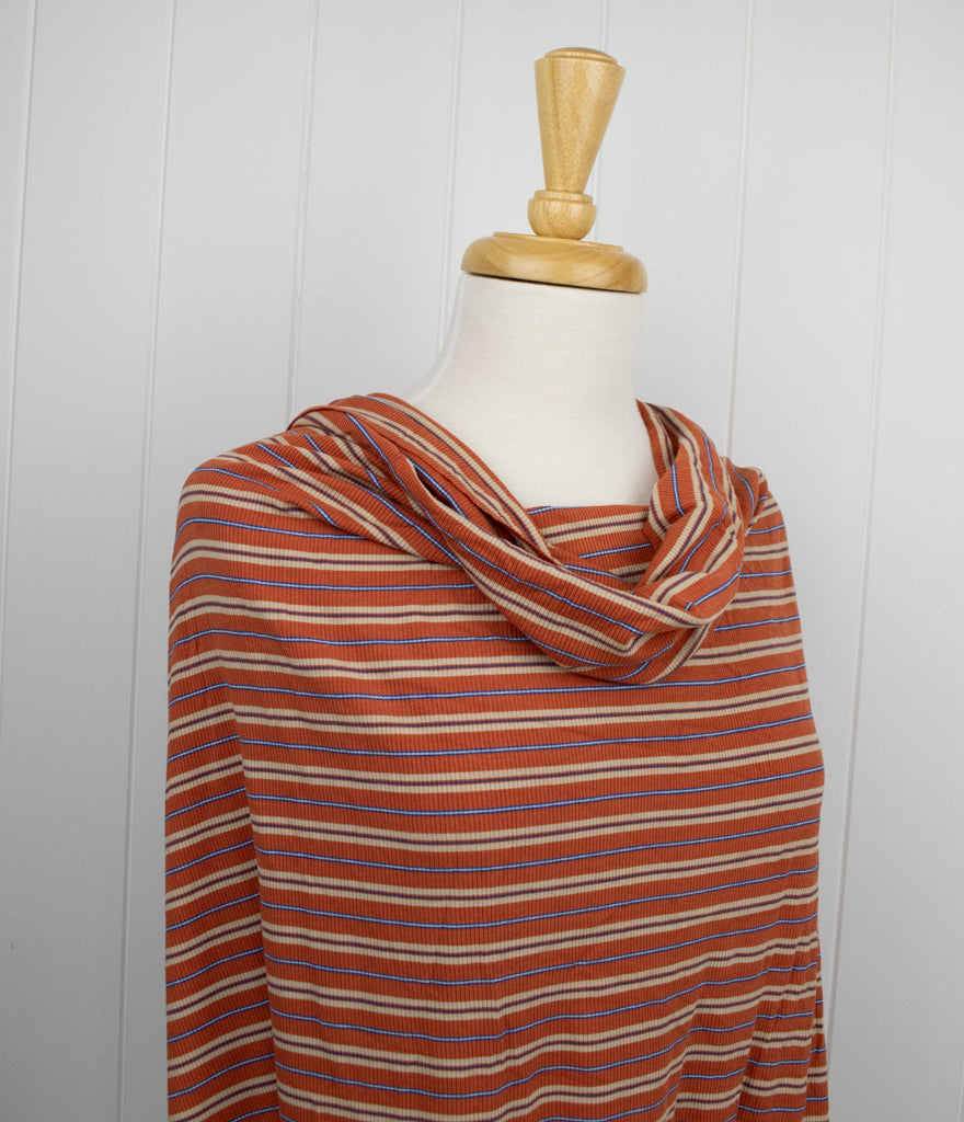 Retro Stripe Rib Rayon Jersey - Rust
