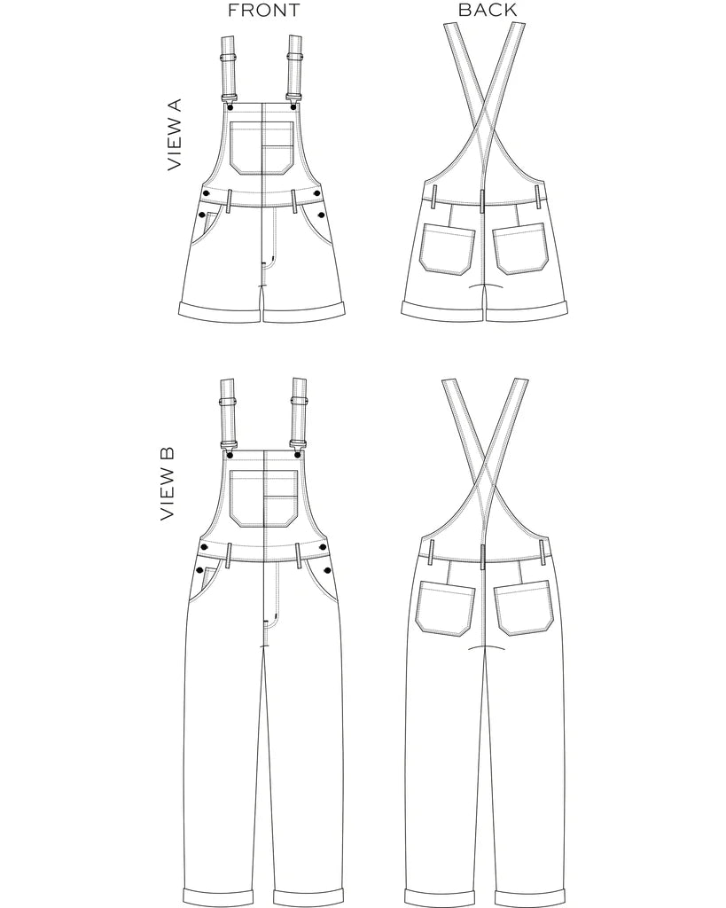 Free Adult Overall Pattern Riley Overalls - Sewing Pattern | True Bias | Size 0-18 – MaaiDesign ...