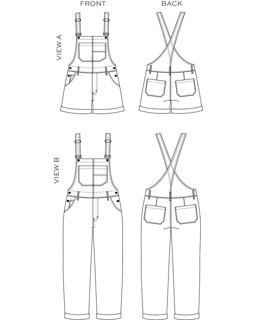 Riley Overalls - Sewing Pattern | True Bias | Size 14-32
