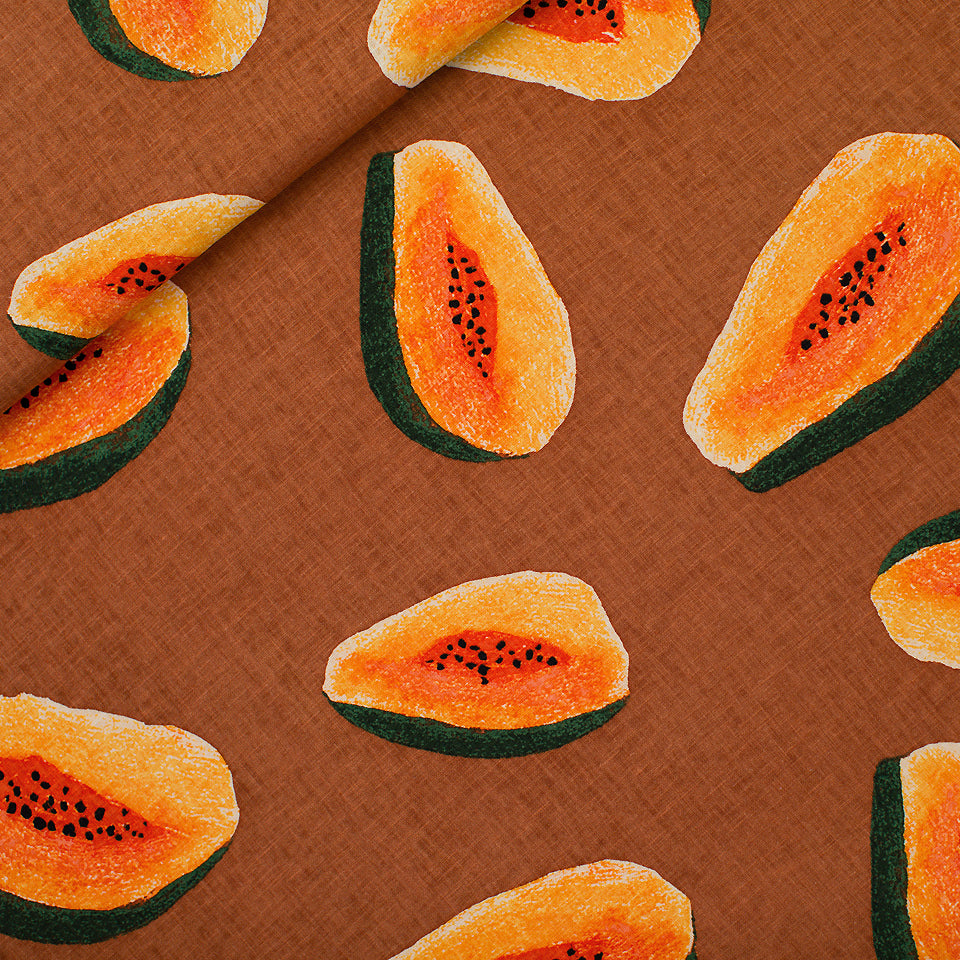 See You At Six - Papayas - Linen Viscose Blend - Glazed Ginger Brown
