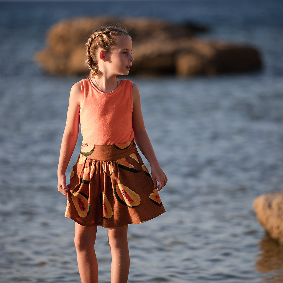 See You At Six - Papayas - Linen Viscose Blend - Glazed Ginger Brown