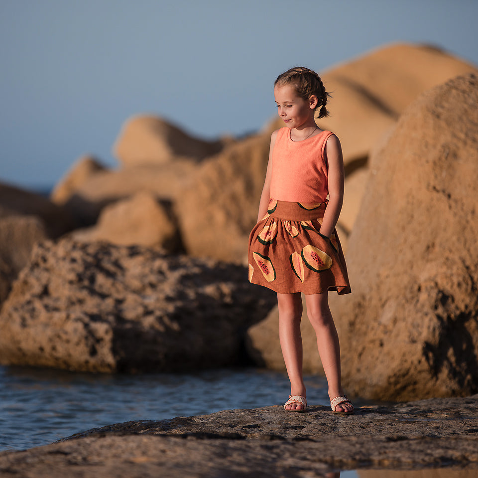 See You At Six - Papayas - Linen Viscose Blend - Glazed Ginger Brown